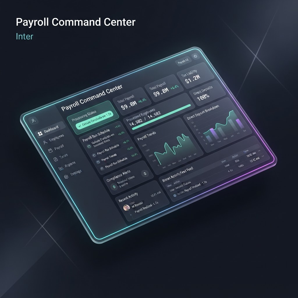 Dashboard do Centro de Comando Follo Calc com cards de status e barras de progresso concluídas